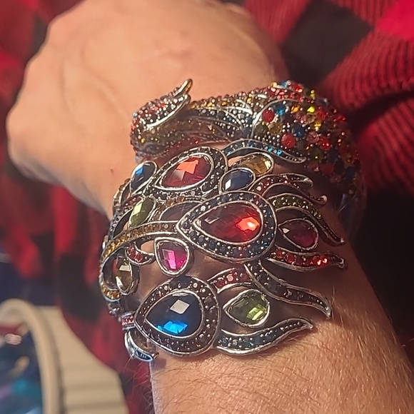 Fansty peacock bangle multi stone silver - Picture 3 of 8